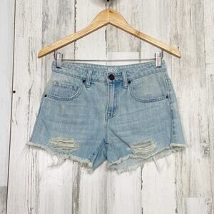 BDG Freja Vintage Fit Shorts Denim Cutoff Distressed Mid Rise Beach Boho Size 24